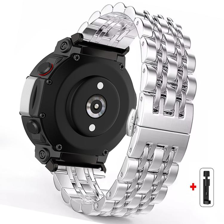 Cinturino per orologio in acciaio inossidabile con fibbia a farfalla e sette perline, For  Amazfit T-Rex 3, For  Amazfit T-Rex 2