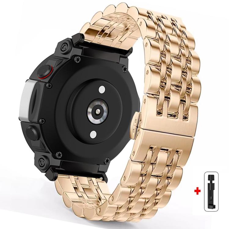 Cinturino per orologio in acciaio inossidabile con fibbia a farfalla e sette perline, For  Amazfit T-Rex 3, For  Amazfit T-Rex 2