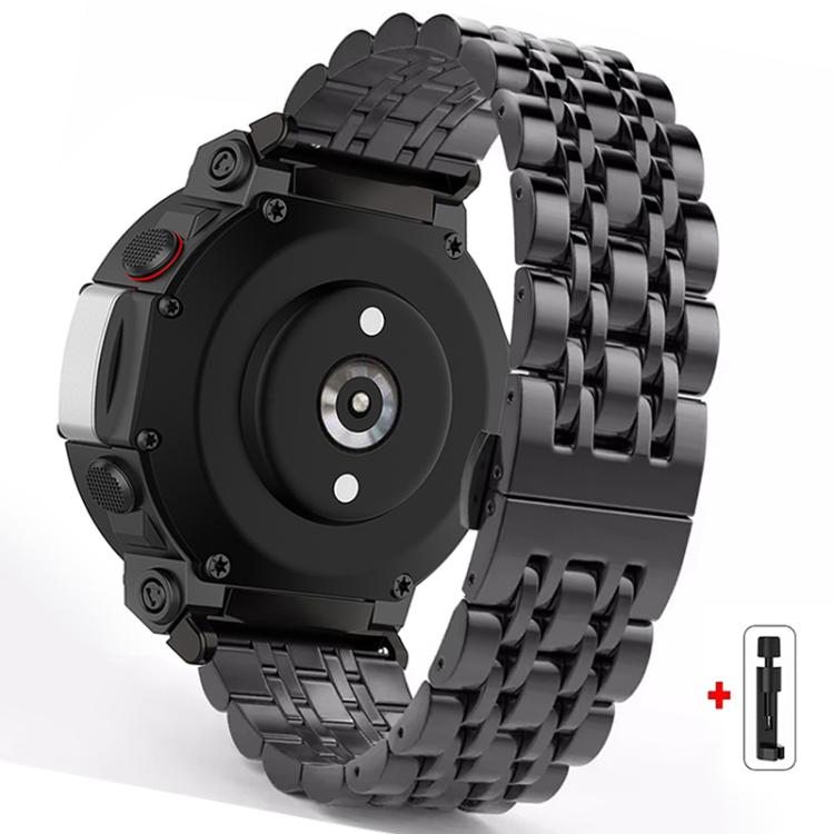 Cinturino per orologio in acciaio inossidabile con fibbia a farfalla e sette perline, For Amazfit T-Rex Pro