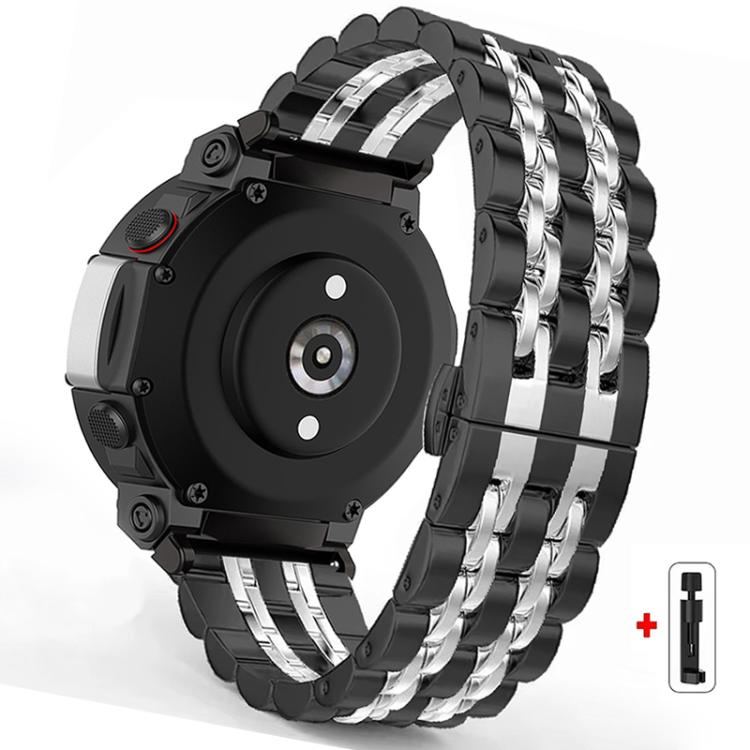 Cinturino per orologio in acciaio inossidabile con fibbia a farfalla e sette perline, For Amazfit T-Rex Pro