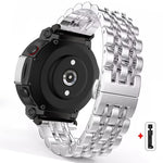 Cinturino per orologio in acciaio inossidabile con fibbia a farfalla e sette perline, For Amazfit T-Rex Pro