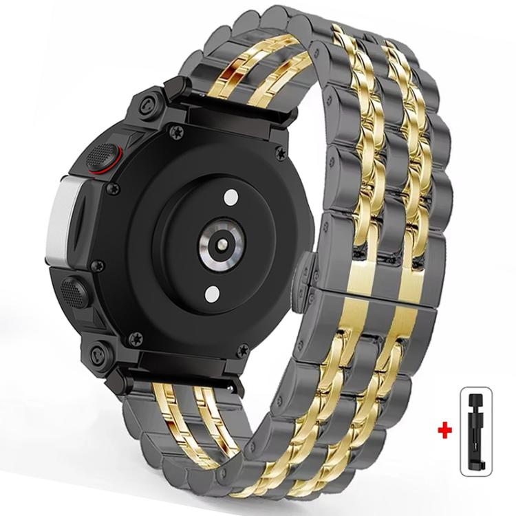 Cinturino per orologio in acciaio inossidabile con fibbia a farfalla e sette perline, For Amazfit T-Rex Pro