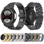 Cinturino per orologio in acciaio inossidabile con fibbia a farfalla e sette perline, For Amazfit T-Rex Pro