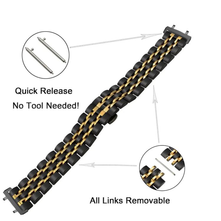 Cinturino per orologio in acciaio inossidabile con fibbia a farfalla e sette perline, For  Amazfit T-Rex 3, For  Amazfit T-Rex 2