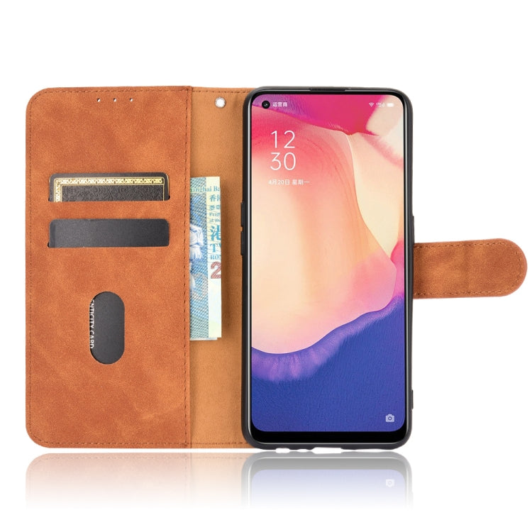 Tinta unita Skin Feel Fibbia magnetica Flip orizzontale Custodia in pelle PU con struttura in vitello con supporto e slot per schede e portafoglio, For OPPO Reno4 SE, For Samsung Galaxy M51(European Version)