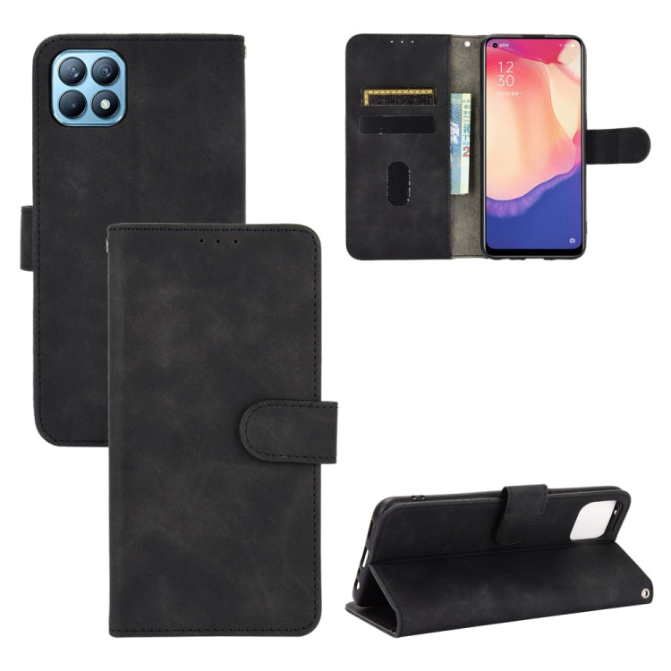 Tinta unita Skin Feel Fibbia magnetica Flip orizzontale Custodia in pelle PU con struttura in vitello con supporto e slot per schede e portafoglio, For OPPO Reno4 SE, For Samsung Galaxy M51(European Version)