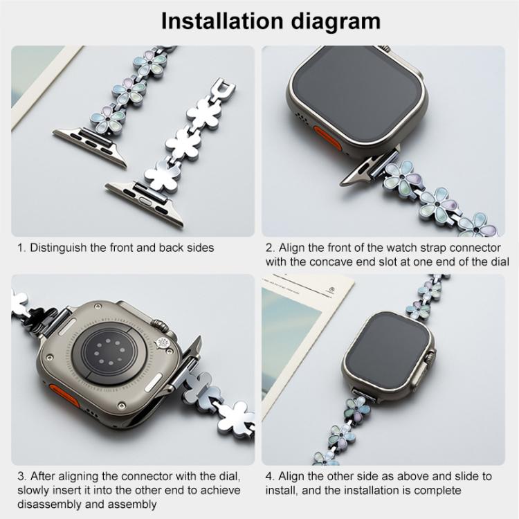Cinturino per orologio in metallo a forma di petalo di sole xDfind, For Apple Watch 42 / 44 / 45 / 46 / 49mm, For Apple Watch 38 / 40 / 41 / S10 42mm
