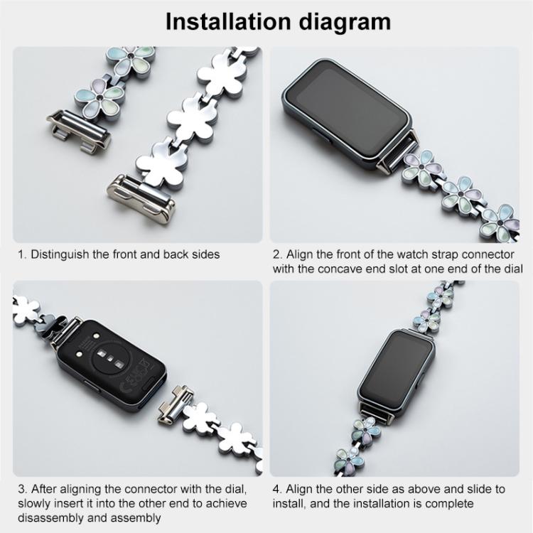 Cinturino per orologio in metallo a forma di petalo di sole xDfind, For Huawei Band 10 / 9 / 8