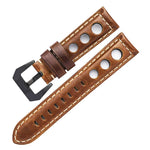 Cinturino per orologio xDfind a tre fori in vera pelle traspirante, 20mm, 22mm, 24mm