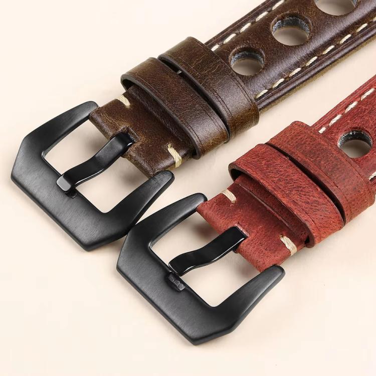 Cinturino per orologio xDfind a tre fori in vera pelle traspirante, 20mm, 22mm, 24mm