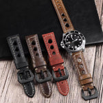 Cinturino per orologio xDfind a tre fori in vera pelle traspirante, 20mm, 22mm, 24mm