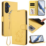 Custodia per telefono in pelle con ciondolo a forma di gatto e cuore in rilievo, completa di cinturino da polso., For Samsung Galaxy M54 5G / F54 5G, For Samsung Galaxy M14 5G
