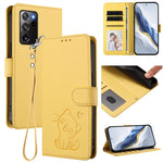Custodia per telefono in pelle con ciondolo a forma di gatto e cuore in rilievo, completa di cinturino da polso., For Samsung Galaxy XCover6 Pro, For Samsung Galaxy Note20 Ultra