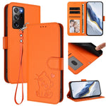 Custodia per telefono in pelle con ciondolo a forma di gatto e cuore in rilievo, completa di cinturino da polso., For Samsung Galaxy XCover6 Pro, For Samsung Galaxy Note20 Ultra
