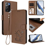 Custodia per telefono in pelle con ciondolo a forma di gatto e cuore in rilievo, completa di cinturino da polso., For Samsung Galaxy XCover6 Pro, For Samsung Galaxy Note20 Ultra