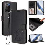 Custodia per telefono in pelle con ciondolo a forma di gatto e cuore in rilievo, completa di cinturino da polso., For Samsung Galaxy XCover6 Pro, For Samsung Galaxy Note20 Ultra