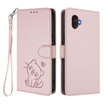 Custodia per telefono in pelle con ciondolo a forma di gatto e cuore in rilievo, completa di cinturino da polso., For Samsung Galaxy XCover6 Pro, For Samsung Galaxy Note20 Ultra