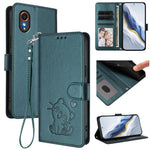 Custodia per telefono in pelle con ciondolo a forma di gatto e cuore in rilievo, completa di cinturino da polso., For Samsung Galaxy XCover7 Pro, For Samsung Galaxy XCover7 5G