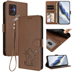 Custodia per telefono in pelle con ciondolo a forma di gatto e cuore in rilievo, completa di cinturino da polso., For Samsung Galaxy XCover7 Pro, For Samsung Galaxy XCover7 5G