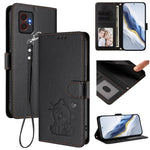 Custodia per telefono in pelle con ciondolo a forma di gatto e cuore in rilievo, completa di cinturino da polso., For Samsung Galaxy XCover7 Pro, For Samsung Galaxy XCover7 5G