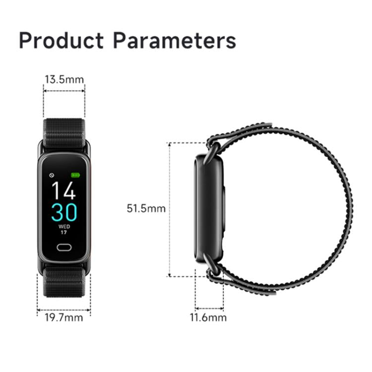 Braccialetto intelligente GTL1 con schermo TFT da 0,96 pollici per il monitoraggio della frequenza cardiaca e fitness tracker.