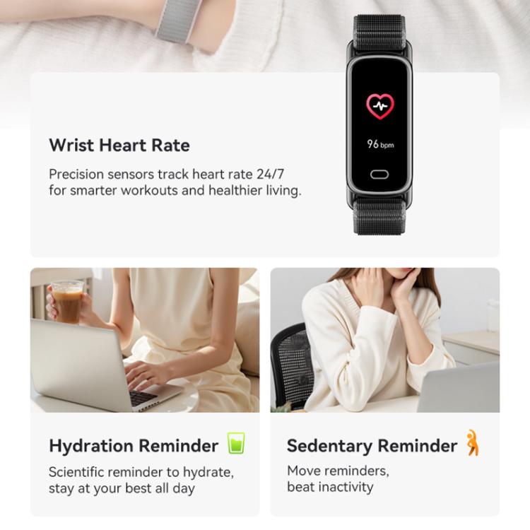 Braccialetto intelligente GTL1 con schermo TFT da 0,96 pollici per il monitoraggio della frequenza cardiaca e fitness tracker.