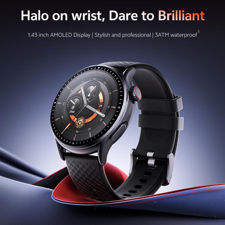 Smartwatch fitness tracker GTR3 con schermo AMOLED da 1,43 pollici e supporto per il monitoraggio della frequenza cardiaca.