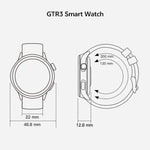 Smartwatch fitness tracker GTR3 con schermo AMOLED da 1,43 pollici e supporto per il monitoraggio della frequenza cardiaca.