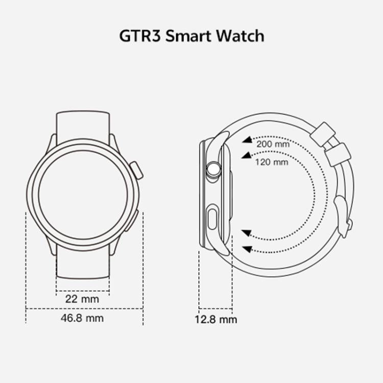 Smartwatch fitness tracker GTR3 con schermo AMOLED da 1,43 pollici e supporto per il monitoraggio della frequenza cardiaca.