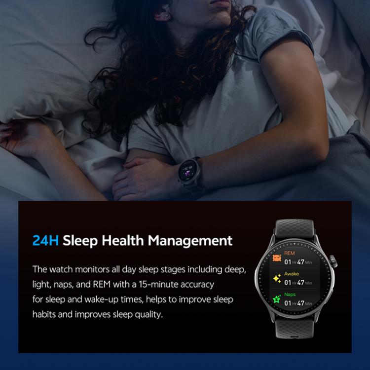 Smartwatch fitness tracker GTR3 con schermo AMOLED da 1,43 pollici e supporto per il monitoraggio della frequenza cardiaca.