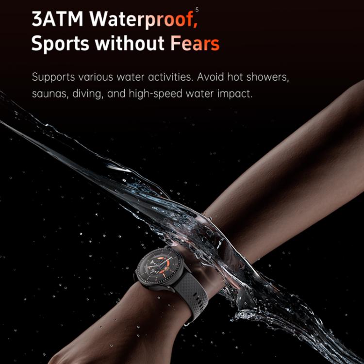 Smartwatch fitness tracker GTR3 con schermo AMOLED da 1,43 pollici e supporto per il monitoraggio della frequenza cardiaca.