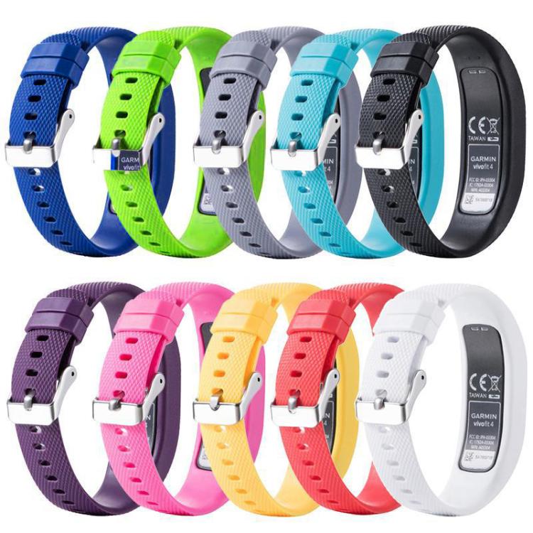 Cinturino sportivo in silicone con fibbia argentata per Garmin Vivofit 4 xDfind., S, L