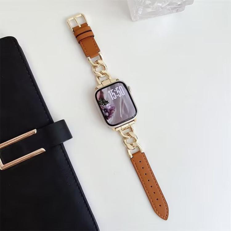 Cinturino per orologio xDfind in pelle e metallo con catena in denim., For Apple Watch 42 / 44 / 45 / 46 / 49mm, For Apple Watch 38 / 40 / 41 / S10 42mm