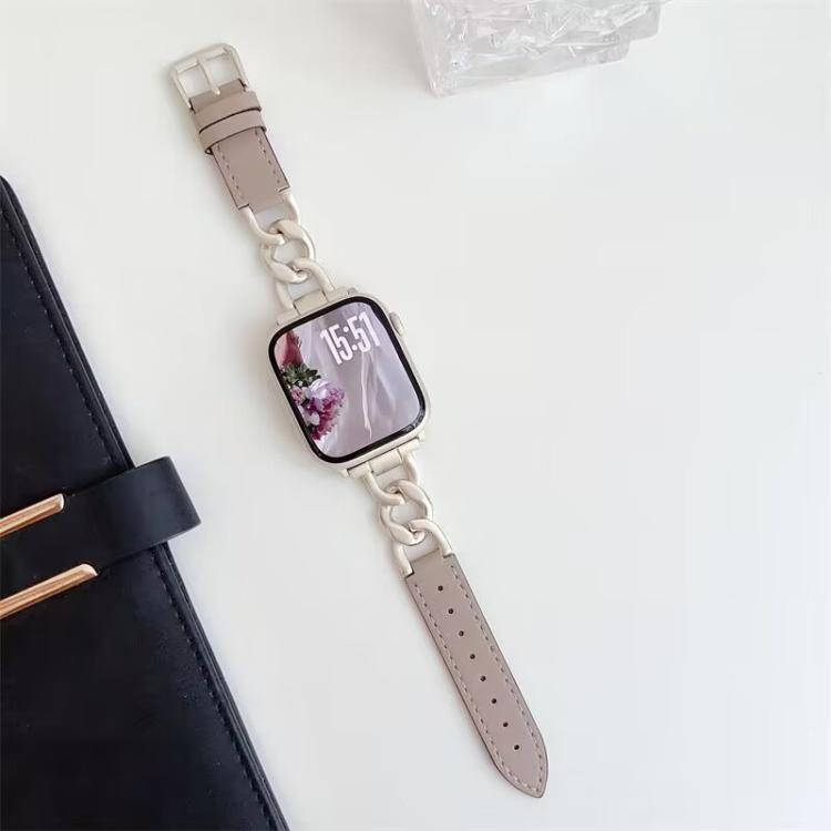 Cinturino per orologio xDfind in pelle e metallo con catena in denim., For Apple Watch 42 / 44 / 45 / 46 / 49mm, For Apple Watch 38 / 40 / 41 / S10 42mm