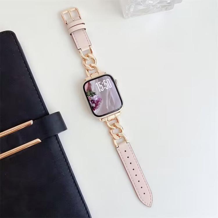 Cinturino per orologio xDfind in pelle e metallo con catena in denim., For Apple Watch 42 / 44 / 45 / 46 / 49mm, For Apple Watch 38 / 40 / 41 / S10 42mm