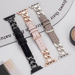 Cinturino per orologio xDfind in pelle e metallo con catena in denim., For Apple Watch 42 / 44 / 45 / 46 / 49mm, For Apple Watch 38 / 40 / 41 / S10 42mm