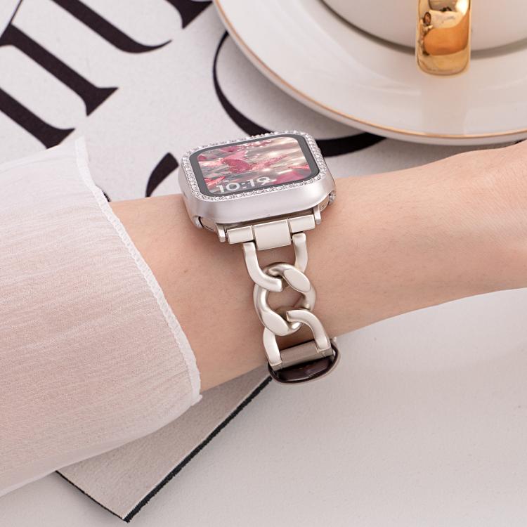 Cinturino per orologio xDfind in pelle e metallo con catena in denim., For Apple Watch 42 / 44 / 45 / 46 / 49mm, For Apple Watch 38 / 40 / 41 / S10 42mm