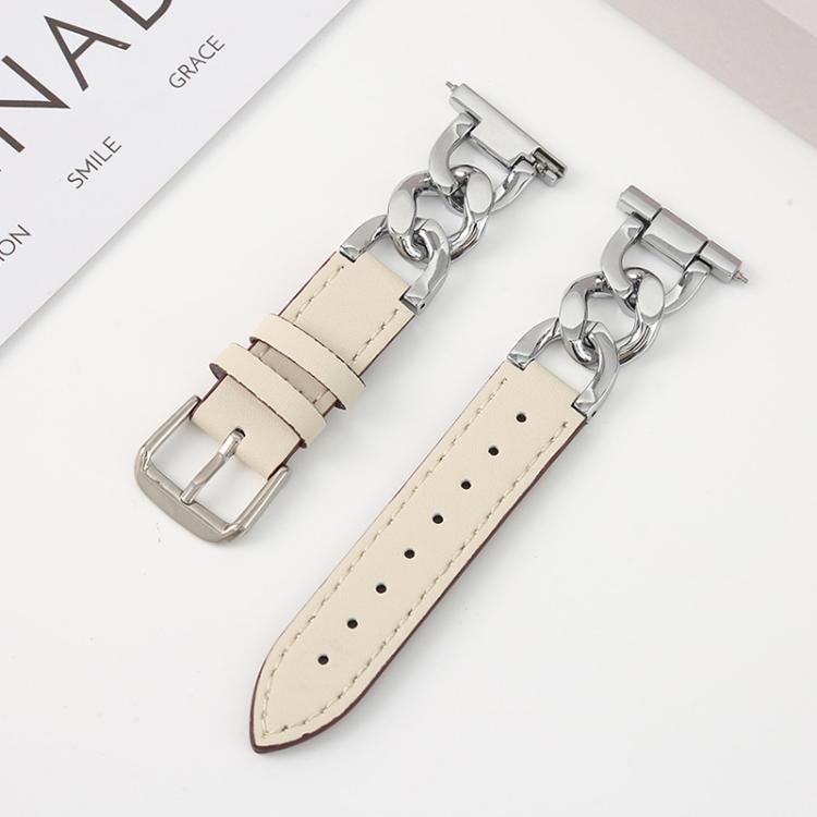 Cinturino per orologio xDfind in pelle e metallo con catena in denim., 22mm