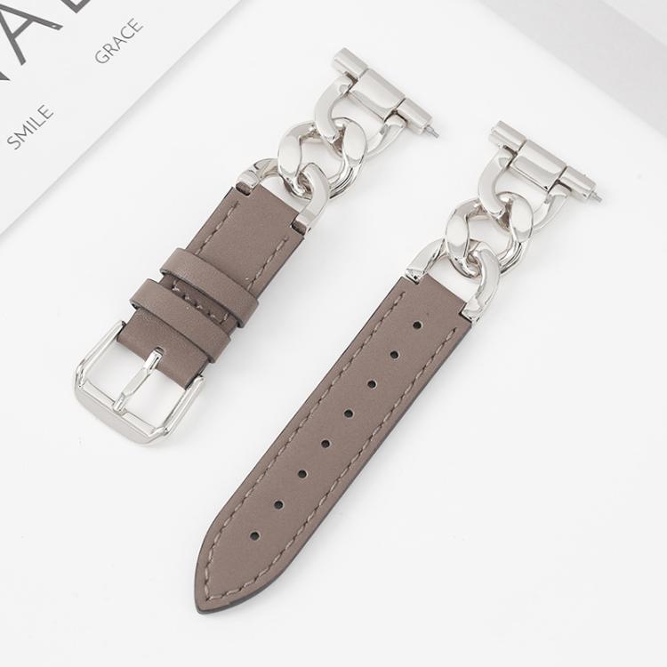 Cinturino per orologio xDfind in pelle e metallo con catena in denim., 22mm