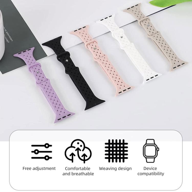 Cinturino per orologio in silicone intrecciato con fibbia a farfalla xDfind, For Apple Watch 42 / 44 / 45 / 46 / 49mm, For Apple Watch 38 / 40 / 41 / S10 42mm