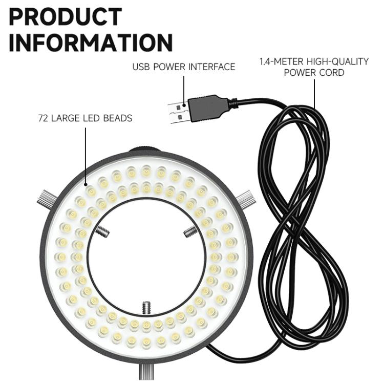 Luowei LS03 - Anello luminoso per microscopio ad alta luminosità con 72 LED, LUOWEI LS03