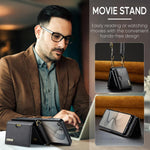 DG.MING Serie M6 Custodia per telefono in pelle rimovibile con cordino lungo e porta carte RFID a tre ante, ideale per dispositivi RFID., For Galaxy Z Flip8 5G, For Samsung Galaxy Z Flip7 FE / Flip6, For Samsung Galaxy Z Flip7 5G