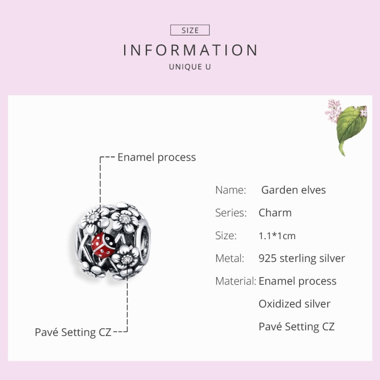 Accessori per collana braccialetto fai-da-te con perline coccinella da giardino in argento sterling S925, Elves Ladybug