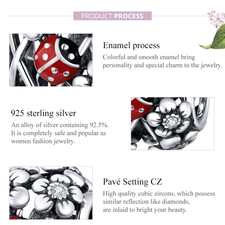 Accessori per collana braccialetto fai-da-te con perline coccinella da giardino in argento sterling S925, Elves Ladybug