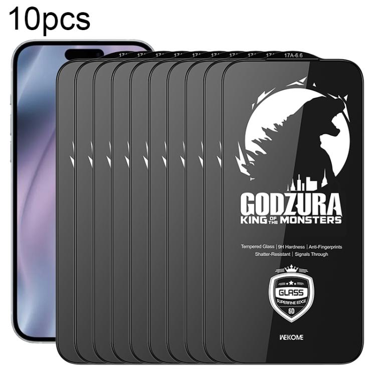 WK WTP-124 10 pezzi Pellicola in vetro temperato HD a schermo intero con bordo ultra sottile e curvatura 6D, For iPhone 17 Pro Max, For iPhone 17 Pro, For iPhone 16 Pro / 17, For iPhone Air, For iPhone 16 Pro Max, For iPhone 16 Plus / 15 Plus          ...
