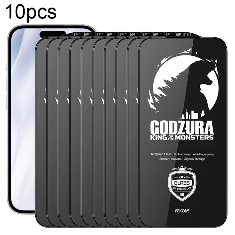 WK WTP-124 10 pezzi Pellicola in vetro temperato HD a schermo intero con bordo ultra sottile e curvatura 6D, For iPhone 17 Pro Max, For iPhone 17 Pro, For iPhone 16 Pro / 17, For iPhone Air, For iPhone 16 Pro Max, For iPhone 16 Plus / 15 Plus          ...