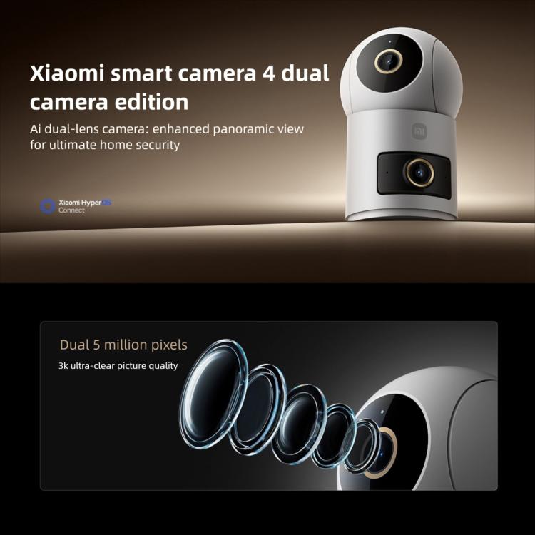 Telecamera intelligente Xiaomi Mijia originale con doppia lente PTZ a 360 gradi, rilevamento AI, 5 MP, WiFi 6, per la sicurezza domestica e compatibile con l'app Mi Home., Xiaomi Mijia Smart Camera 4 Dual Lens