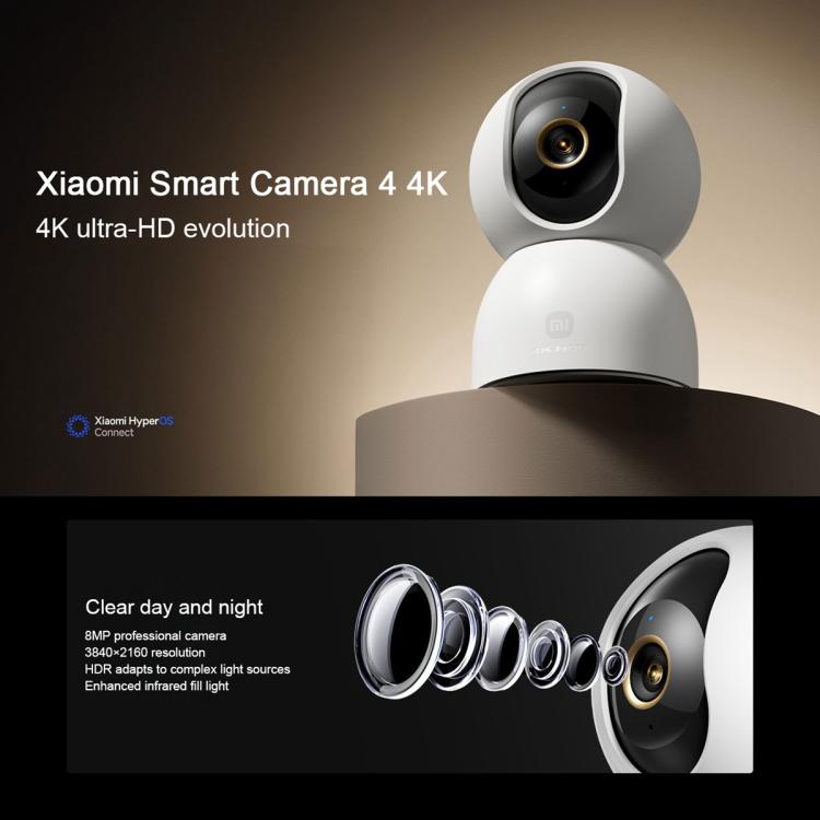 Telecamera intelligente Xiaomi originale 4 4K Dual-band Wi-Fi 6 8MP HDR Tracciamento AI Visione notturna Audio bidirezionale Sicurezza domestica Baby monitor Telecamera per animali domestici, Xiaomi Smart Camera 4 4K