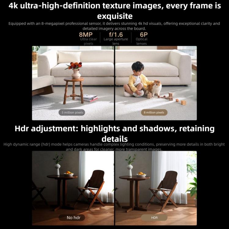 Telecamera intelligente Xiaomi originale 4 4K Dual-band Wi-Fi 6 8MP HDR Tracciamento AI Visione notturna Audio bidirezionale Sicurezza domestica Baby monitor Telecamera per animali domestici, Xiaomi Smart Camera 4 4K