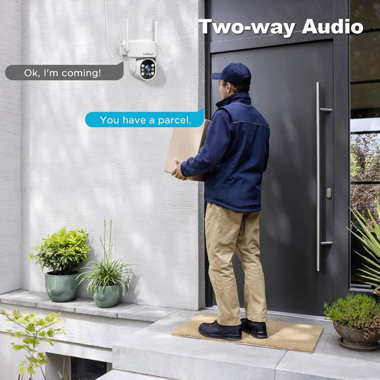 Sistema di videosorveglianza wireless SriHome DH005 da 4 MP 2K a basso consumo energetico con pannello solare, DH005